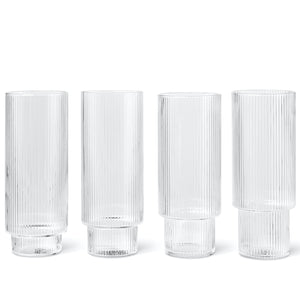 Ripple Long Drink Glasses | Set of 4 | Clear by FERM LIVING (ripple-long-drink-glasses-set-of-4-clear)