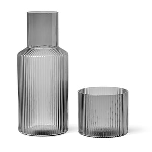 Ripple Carafe Set | Smoked Grey by FERM LIVING (ripple-carafe-set-smoked-grey)