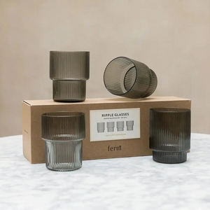 Ripple Glass | Set of 4 | Smoked Grey by FERM LIVING (ripple-glass-set-of-4-smoked-grey)