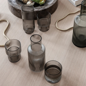 Ripple Glass | Set of 4 | Smoked Grey by FERM LIVING (ripple-glass-set-of-4-smoked-grey)