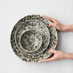 Tell Me More Rivoli Serving Bowl | Green Splatter