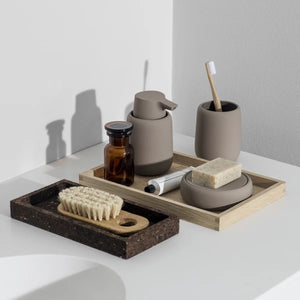 Stylish SONO Tray | Satellite with bathroom accessories, perfect for organizing and enhancing your space.