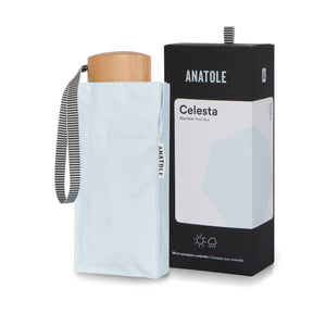 UPF 50+ Sun & Rain Micro Umbrella | CELESTA/Pearl Blue by ANATOLE (micro-umbrella-uv-protection-sun-rain-pearl-blue-celesta)