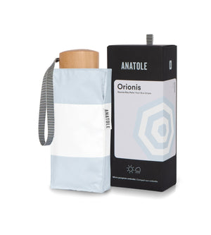 UPF 50+ Sun & Rain Micro Umbrella | ORIONIS/Pearl Blue Stripe by ANATOLE (micro-umbrella-uv-50-protection-sun-rain-pearl-blue-stripes-orionisi)