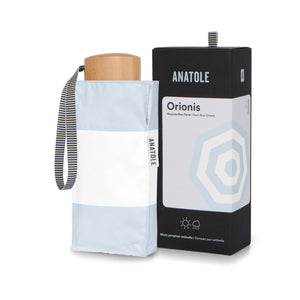 UPF 50+ Sun & Rain Micro Umbrella | ORIONIS/Pearl Blue Stripe by ANATOLE (micro-umbrella-uv-50-protection-sun-rain-pearl-blue-stripes-orionisi)