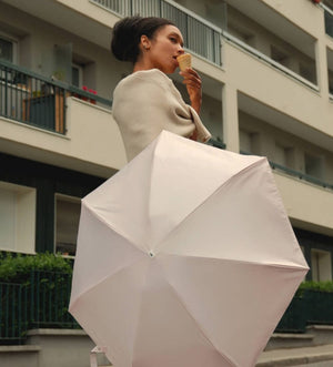 UPF 50+ Sun & Rain Micro Umbrella | NAOS/Powder Pink by ANATOLE (micro-umbrella-uv-protection-sun-rain-pearl-blue-powder-pink)