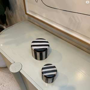 Serina Stoneware Pot w/Lid S | Black/White by BLOOMINGVILLE (serina-jar-w-lid-black-stoneware)