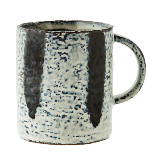 Stoneware Mug | Stone/Ink by MADAM STOLTZ (madam-stoltz-stoneware-mug-stone-white-ink-blue)