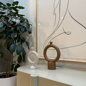 Stoneware Candle Holder 27.5cm- Off White by MADAM STOLTZ (madam-stoltz-stoneware-candle-holder-27-5cm-off-white)