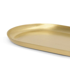 Gold oval tray on a white background
