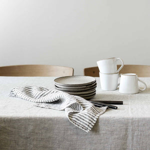 Linen Table Napkin | Grey White Stripe by TELL ME MORE (napkin-linen-grey-white-stripe)