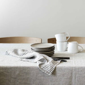 Linen Table Napkin | Grey White Stripe by TELL ME MORE (napkin-linen-grey-white-stripe)