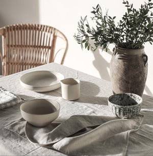 Tell Me More Table Cloth Linen 145x330 | Warm Grey