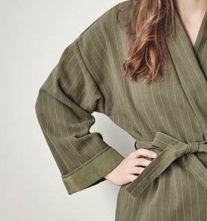 ALRUN Cotton Kimono Robe -Forest/Snow by BY NORD (meraki-cotton-kimono-alrun-forest-w-snow)