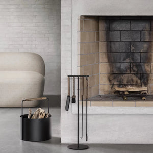 ASHI Fireplace Tool Set (Standing) 5pcs - Oak by BLOMUS (blomus-ashi-fireplace-tool-set-5-standing-brown)