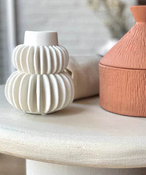 Halfdan Vase | White by BLOOMINGVILLE (bloomingville-remon-vase-clear-glass)