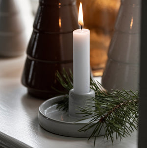 Ceramic Candle Holder - Pebble Grey by IB LAURSEN (ib-laursen-candle-holder-f-dinner-candle-off-white)