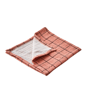 Elsa Cotton Napkin - Coral/Black by AFFARI OF SWEDEN (affari-of-sweden-elsa-napkin-coral-black)