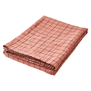 Elsa Cotton Tablecloth - Coral/Black by AFFARI OF SWEDEN (affari-of-sweden-elsa-tablecloth-coral-black)