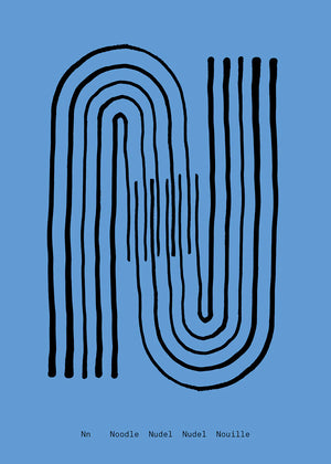 Alphabet Spaghetti by ATWTP - N Print by PAPER COLLECTIVE (paper-collective-alphabet-poster-print-n-print)