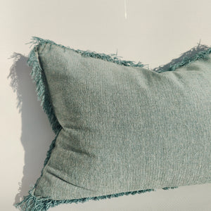 Namora Chenille Linen Lumbar Cushion | Turquoise Lake by MACEY & MOORE (m-m-namora-chenille-turq-lake)
