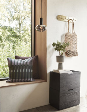 PLINTH Pots Set Of 2 - Beige/Black by HUBSCH (hubsch-plinth-pots-beige-blac)