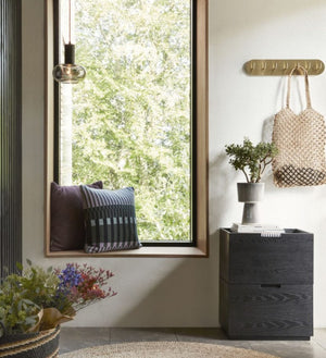 PLINTH Pots Set Of 2 - Beige/Black by HUBSCH (hubsch-plinth-pots-beige-blac)