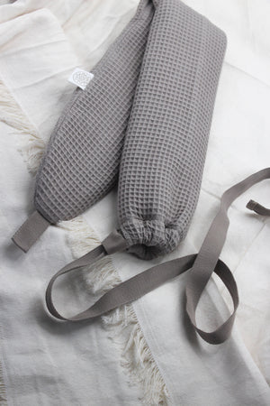 Long hot water bottle 100% Cotton Waffle |Grey by YUYU BOTTLE (yuyu-bottle-yuyu-bottle-waffle-grey)