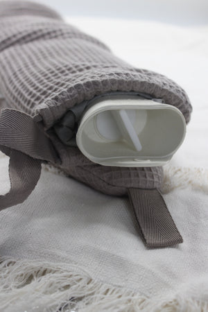 Long hot water bottle 100% Cotton Waffle |Grey by YUYU BOTTLE (yuyu-bottle-yuyu-bottle-waffle-grey)