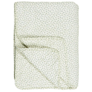 QUILT - White/Green Leaves by IB LAURSEN (ib-laursen-quilt-green-leaves)