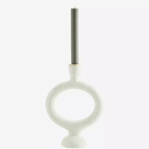 Stoneware Candle Holder 27.5cm- Off White by MADAM STOLTZ (madam-stoltz-stoneware-candle-holder-27-5cm-off-white)