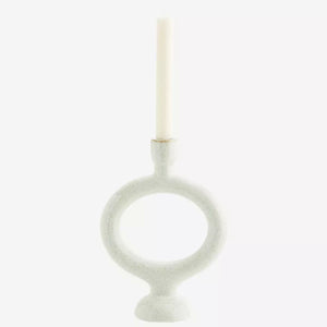 Stoneware Candle Holder 27.5cm- Off White by MADAM STOLTZ (madam-stoltz-stoneware-candle-holder-27-5cm-off-white)