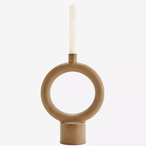 Stoneware Candle Holder 33.5cm- Brown by MADAM STOLTZ (copy-of-madam-stoltz-stoneware-candle-holder-33-5cm-brown)