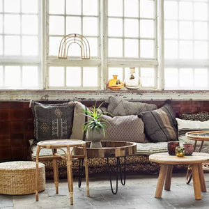 Stoneware Flower Pot L- Grey/Green by MADAM STOLTZ (ms-stoneware-flower-pot-grey)