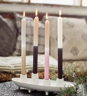 Two Tone Paraffin Candle | Taupe/Ink Black by MADAM STOLTZ (madam-stoltz-two-tone-candle-paraffin-taupe-black)