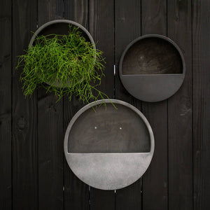 WALLY Wall Planter XS 30cm | Matte Black by POTTERY POTS (pottery-pots-wally-hanging-xs-fiberstone-o-30-00-black)