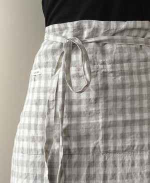 Gingham Linen Half Apron | Natural by TELL ME MORE (tell-me-more-apron-linen-gingham-natural)
