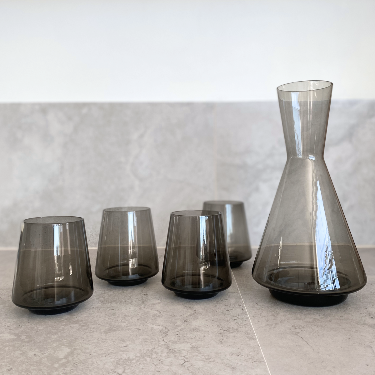 Yvette Drinking Glass Set of 4 | Smoke by BLOOMINGVILLE (yvette-drinking-glass-set-of-4-smoke)