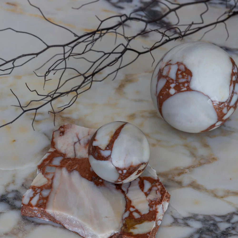 Orbit Table Sculpture | L | Brown Calacatta