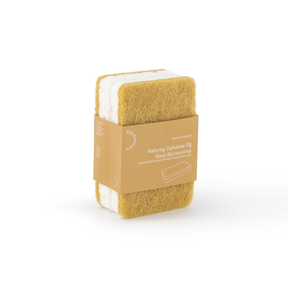 Natural Cellulose and Sisal Scourer Sponge PK2 | Caramel by DESIGNSTUFF (natural-cellulose-and-sisal-scourer-sponge-caramel)