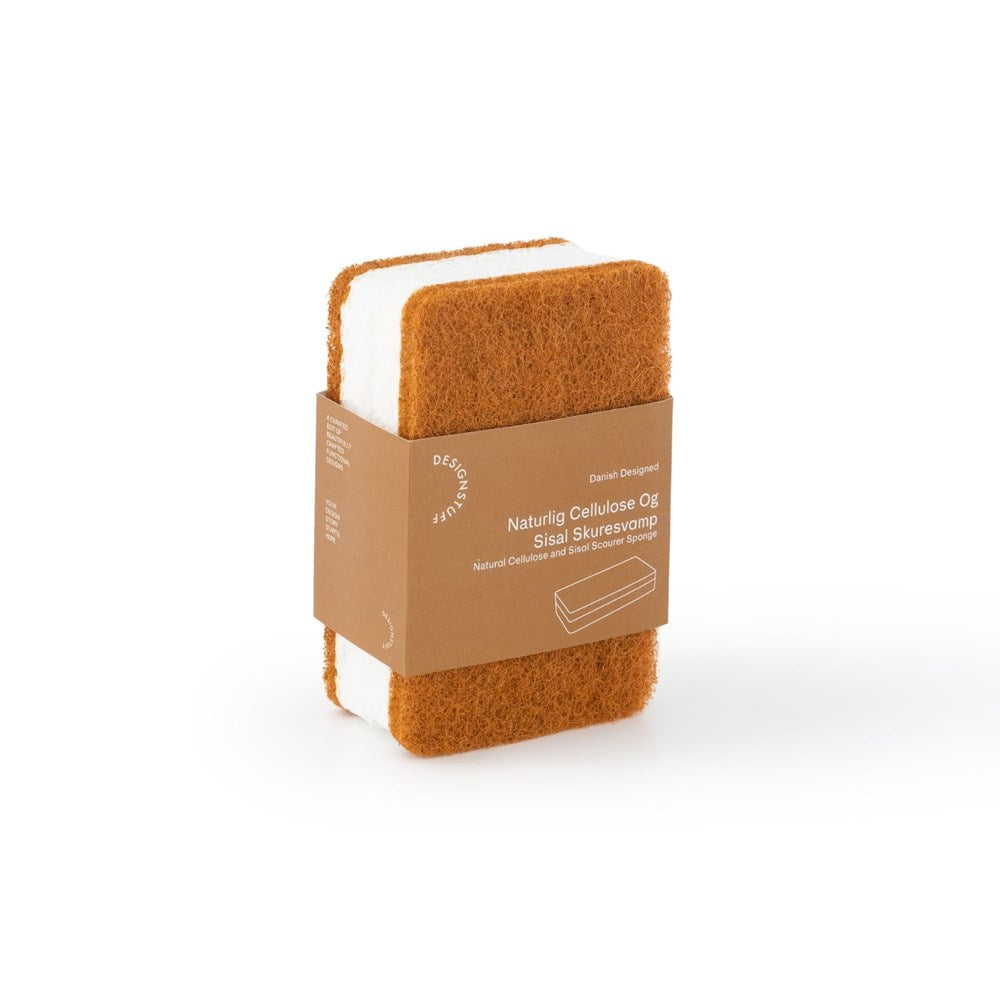 Natural Cellulose and Sisal Scourer Sponge PK2 | Cinnamon by DESIGNSTUFF (natural-cellulose-and-sisal-scourer-sponge-cinnamon)
