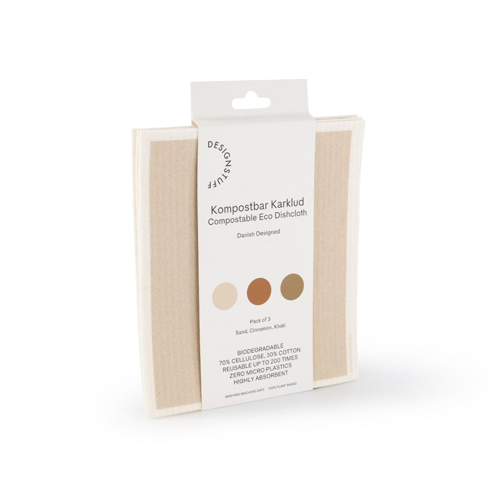 Compostable Eco Dishcloth | Pack of 3 | Sand, Cinnamon, Khaki