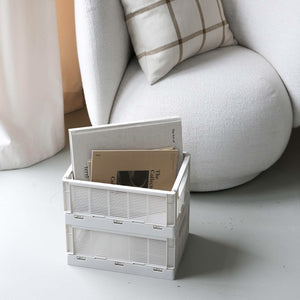 Linear Collapsible Crate | M | 33x25cm | Chalk (Set of 2)