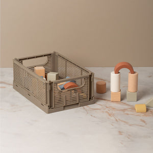 Linear Collapsible Crate | S | 25x16cm | Taupe (Set of 2)