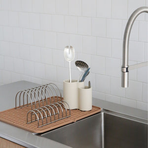 Dish Drainer | Set of 2 | Brushed Steel by DESIGNSTUFF (dish-drainer-set-of-2-brushed-steel)