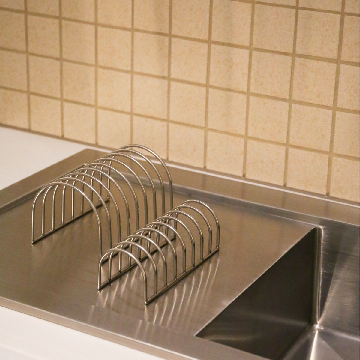 Dish Drainer | Set of 2 | Brushed Steel by DESIGNSTUFF (dish-drainer-set-of-2-brushed-steel)