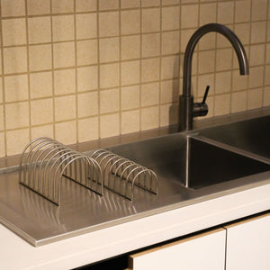 Dish Drainer | Set of 2 | Brushed Steel by DESIGNSTUFF (dish-drainer-set-of-2-brushed-steel)