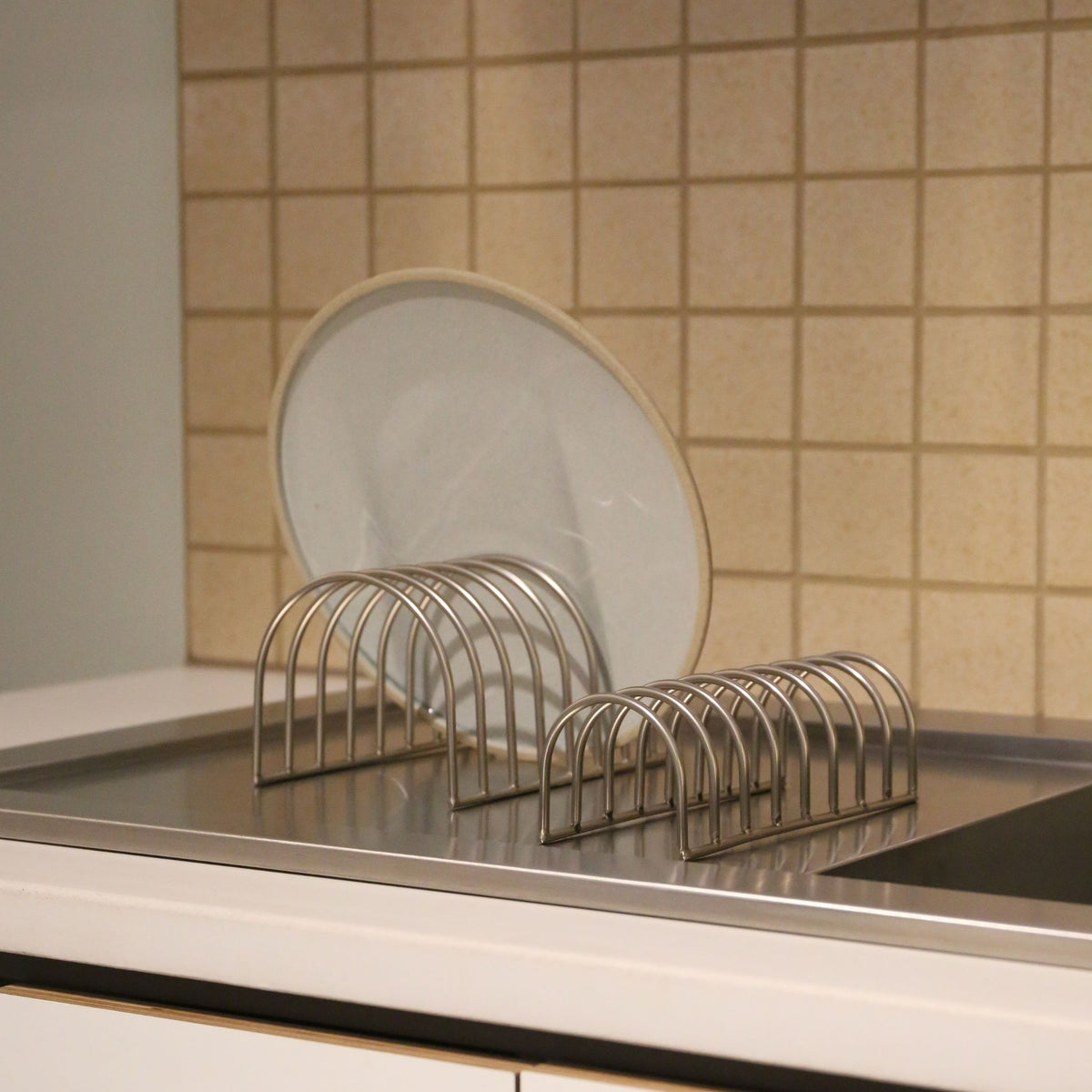 Dish Drainer | Set of 2 | Brushed Steel by DESIGNSTUFF (dish-drainer-set-of-2-brushed-steel)