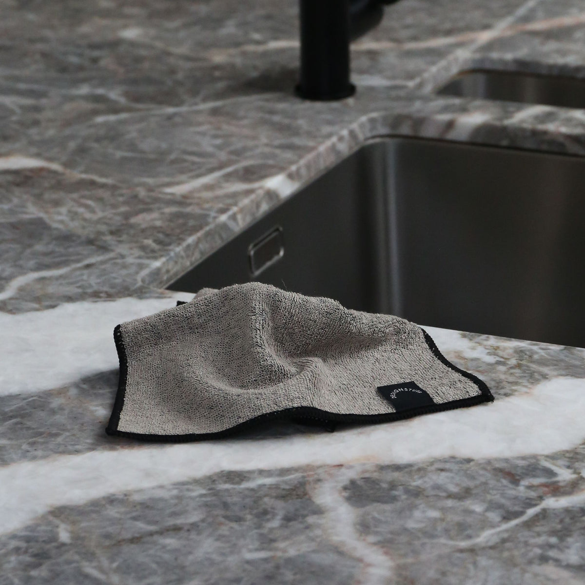 Hemp Marle Scourer & Bamboo Dishcloth | Black | (Set of 2) by DESIGNSTUFF (hemp-marle-scourer-bamboo-dishcloth-black-set-of-2)