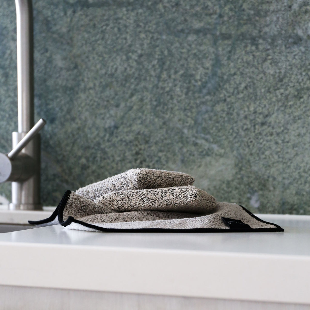 Hemp Marle Scourer & Bamboo Dishcloth | Black | (Set of 2) by DESIGNSTUFF (hemp-marle-scourer-bamboo-dishcloth-black-set-of-2)